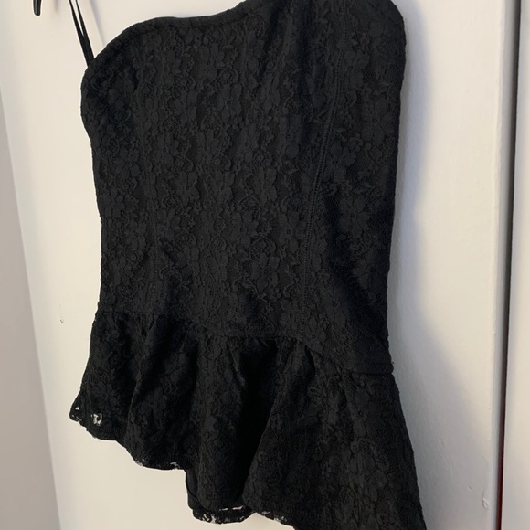 Garage Black Lace Peplum Corset Style Tube Top - Picture 4 of 9